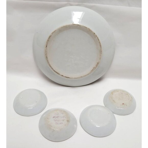 Vintage 1990s Miniature Dollhouse Porcelain 14 Piece Tea Set Pink Floral Design - Picture 4 of 8